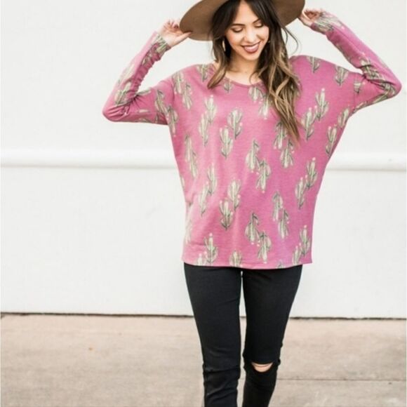 NWT Double V-Neck Urban Pullover - Berry Olive Cactus - Picture 1 of 5